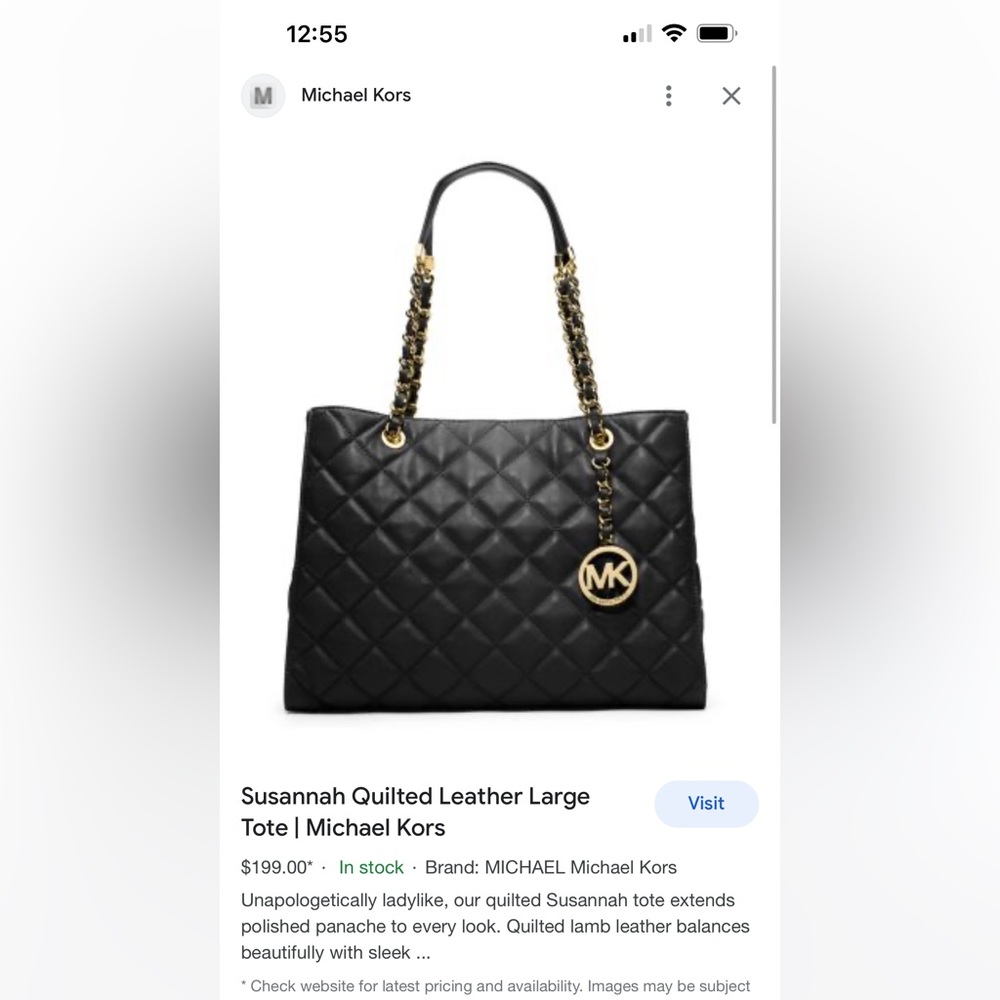 Michael Kors Black Leather Quilted tote - Picture 2 of 16